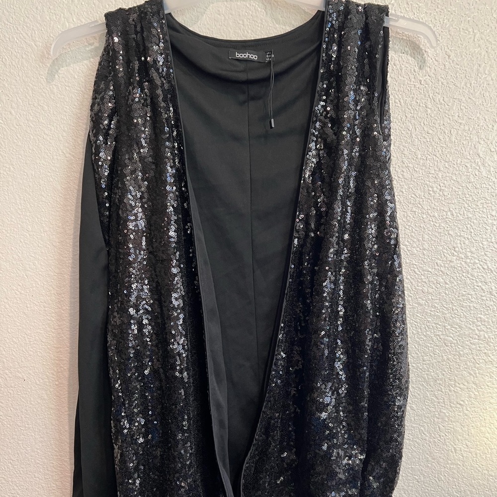 Boohoo sleeveless sequin‎ jacket
